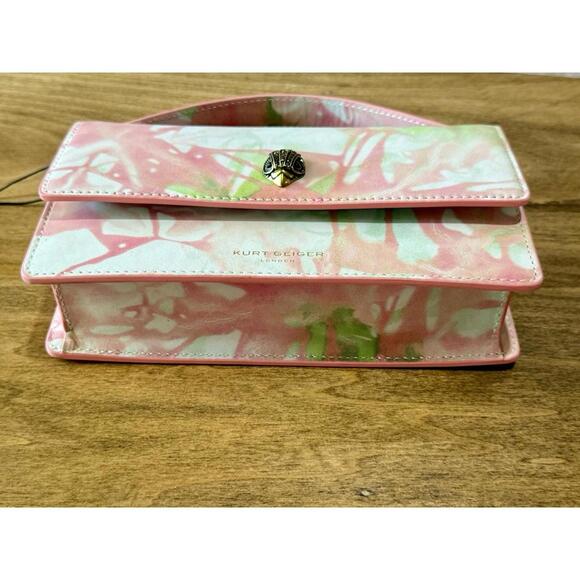 NWT Kurt Geiger London Bond Top Handle Pink Coral Green Crossbody Shoulder Bag - Picture 7 of 10